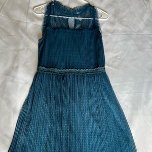 Xhilaration Teal Sheer Polka Dot Dress